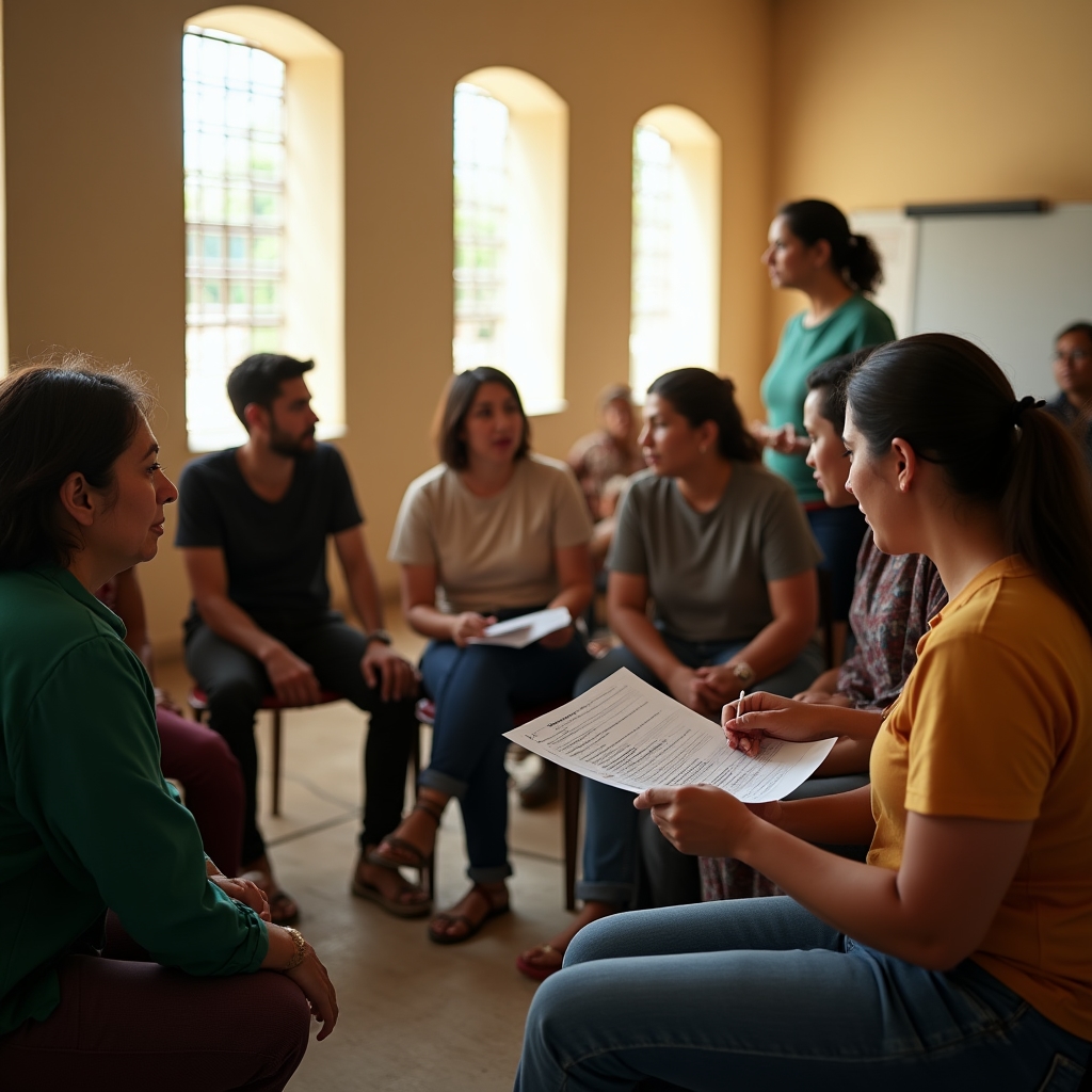 Community leaders participating in a financial education workshop