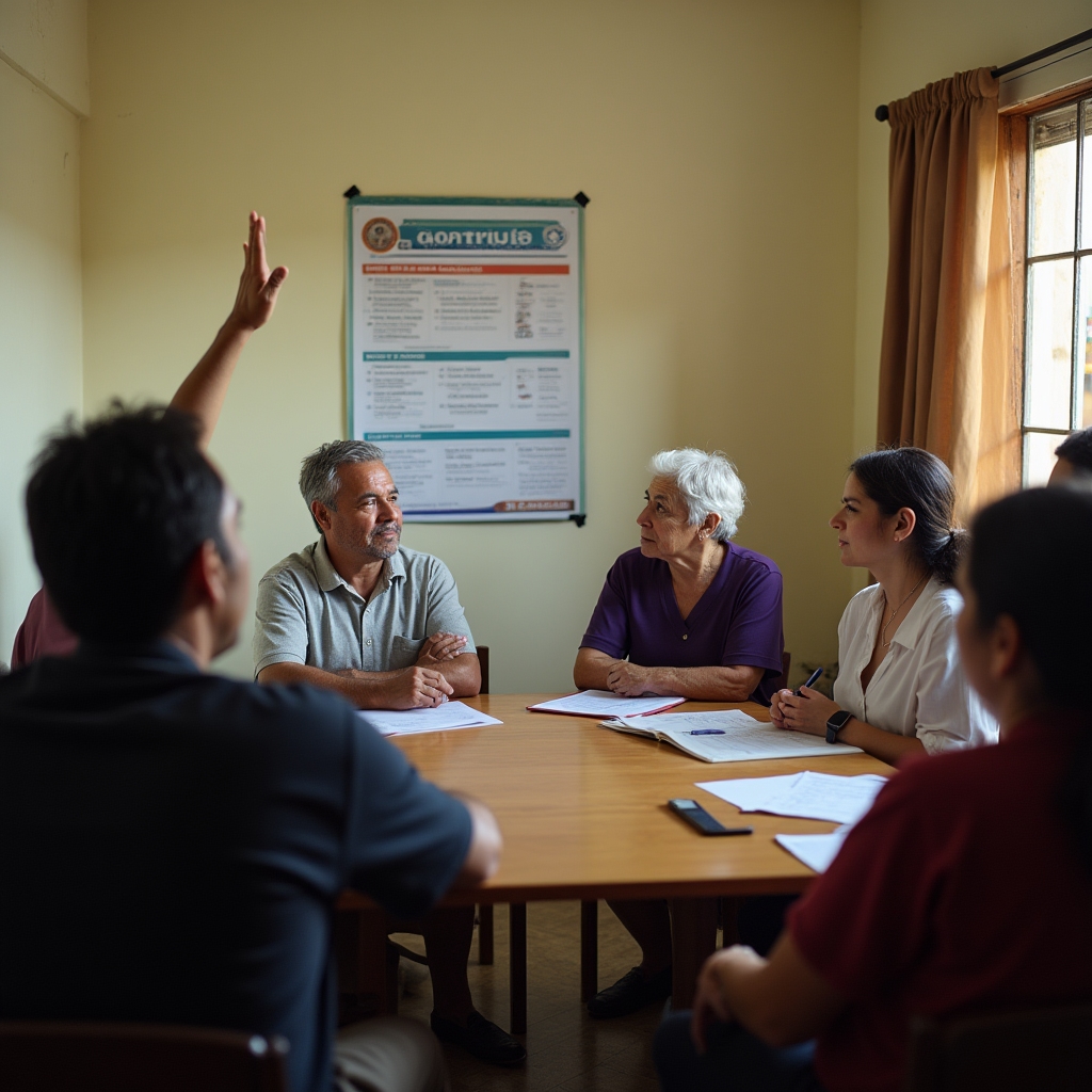 Community members learning about their financial rights and CONDUSEF complaint procedures during a training session